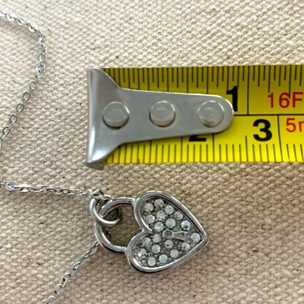 Lock My Heart Silver Tone Padlock Pendant Necklace with Swarovski Crystals